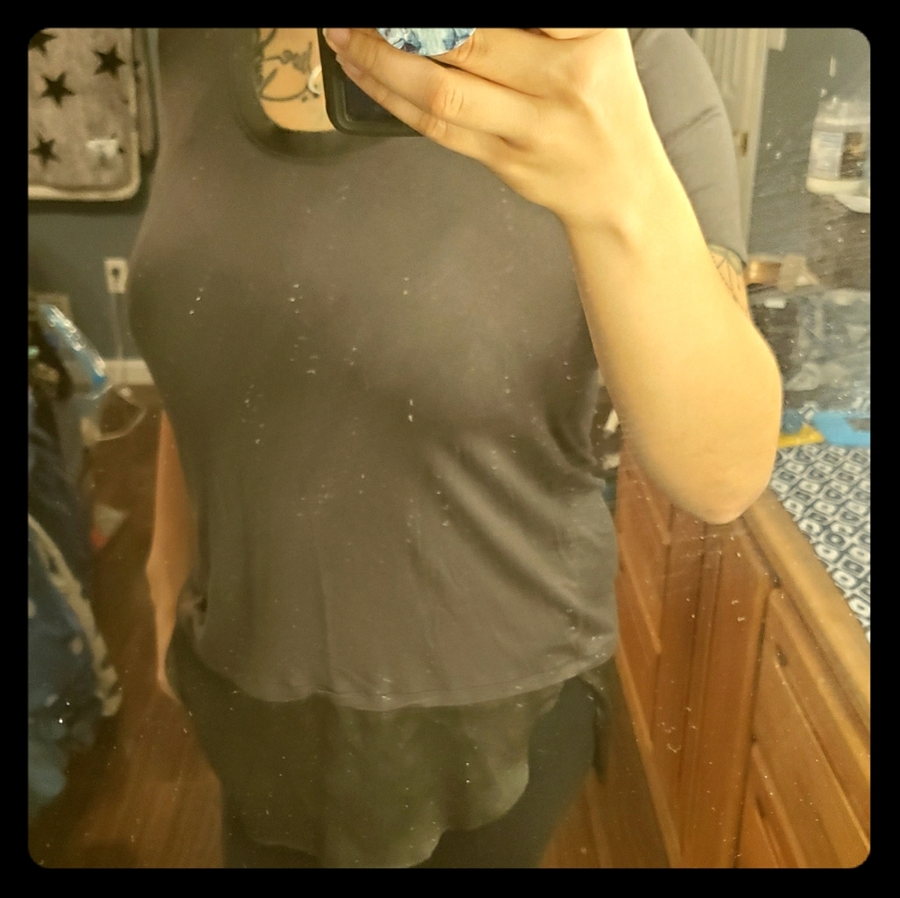 Two tone black high-low tshirt